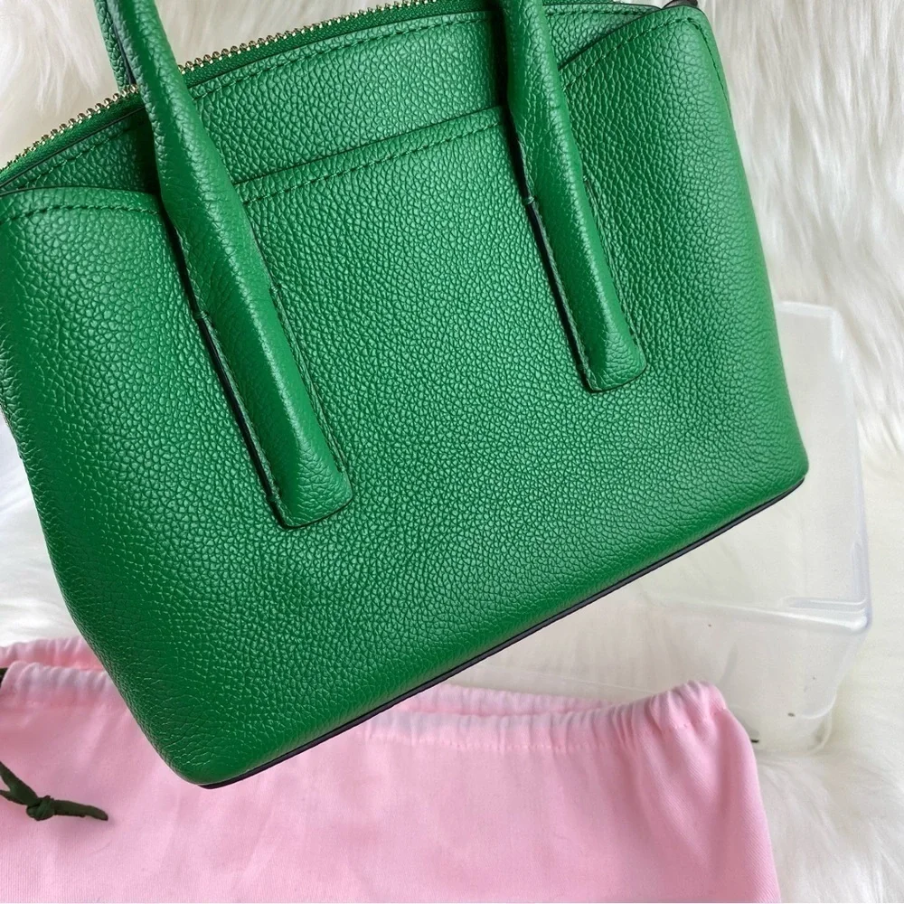 kate spade Green Pebbled Leather Satchel with Heart Charm